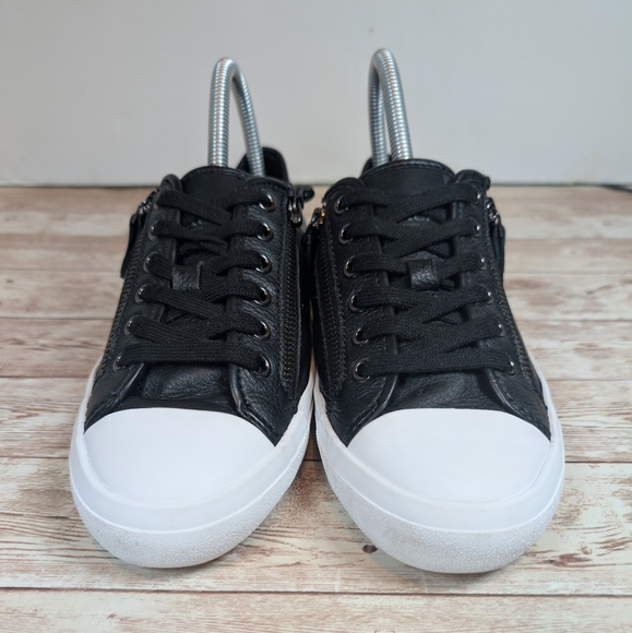 Coach Empire Zipper Leather Black Low Top Sneaker Tennis Shoes Women's Size 7 B - Picture 5 of 16